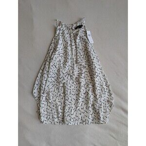 Banana Republic Women's Sheer White Sleeveless Blouse Top XS Geometric Layer